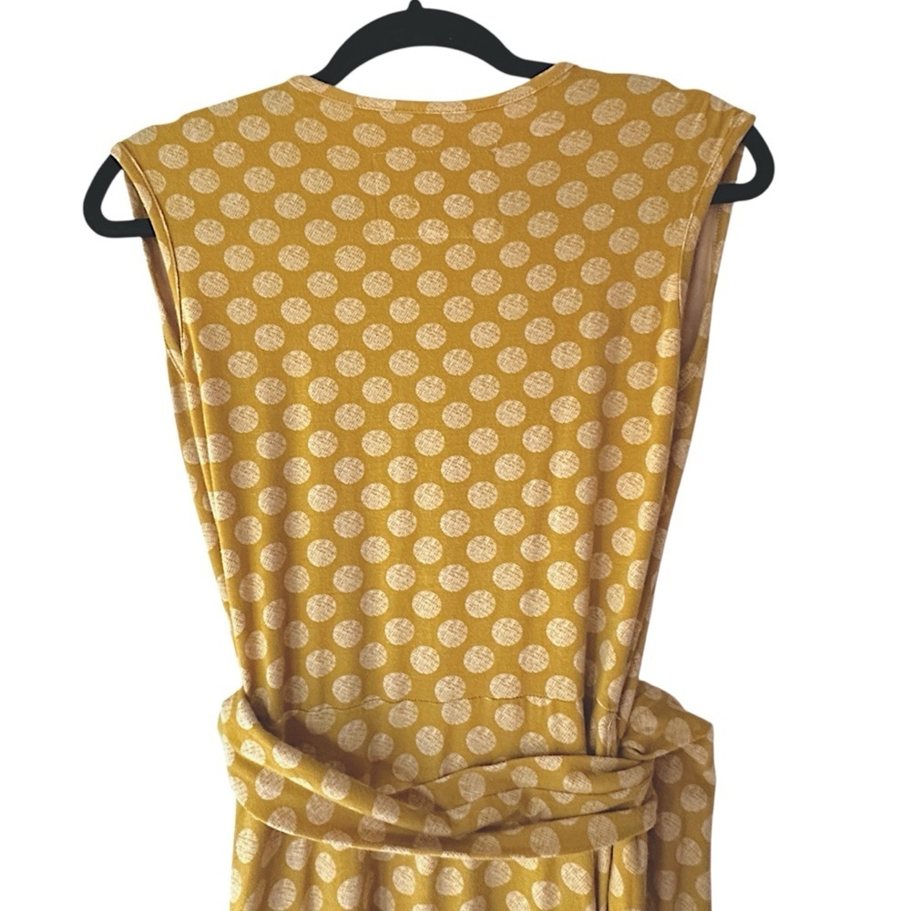 EFFIE’S HEART | NWOT POLKA DOT WRAP DRESS COTTON STRETCH SLEEVELESS YELLOW | XS - Picture 9 of 10